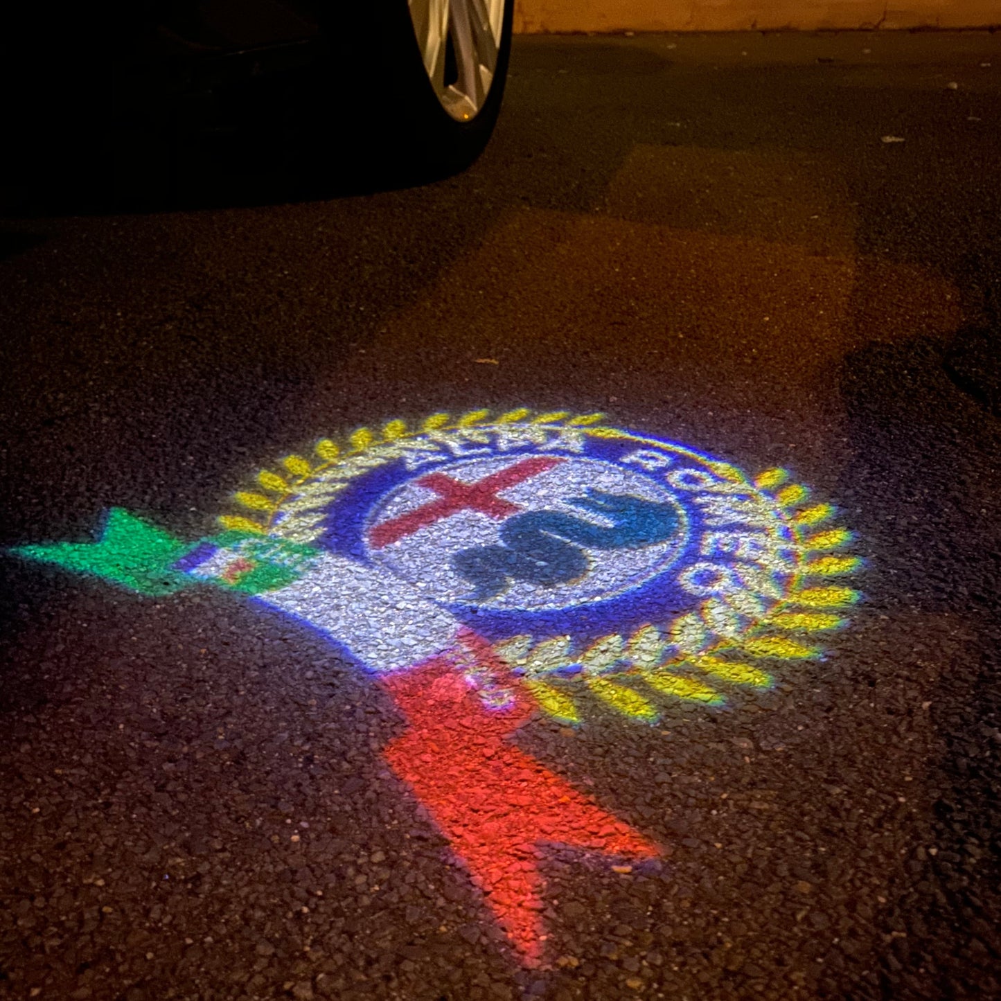 Alfa Romeo ORIGINAL Multicolour LOGO PROJECTOT LIGHTS Nr.54 (quantity 1 = 2 Logo Film / 2 door lights)