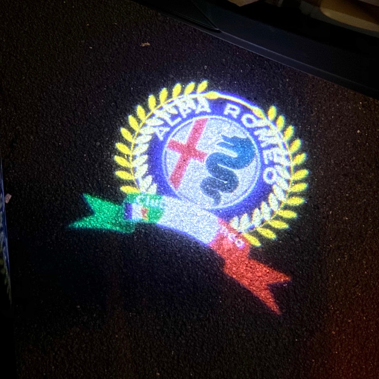 Alfa Romeo ORIGINAL Multicolour LOGO PROJECTOT LIGHTS Nr.54 (quantity 1 = 2 Logo Film / 2 door lights)