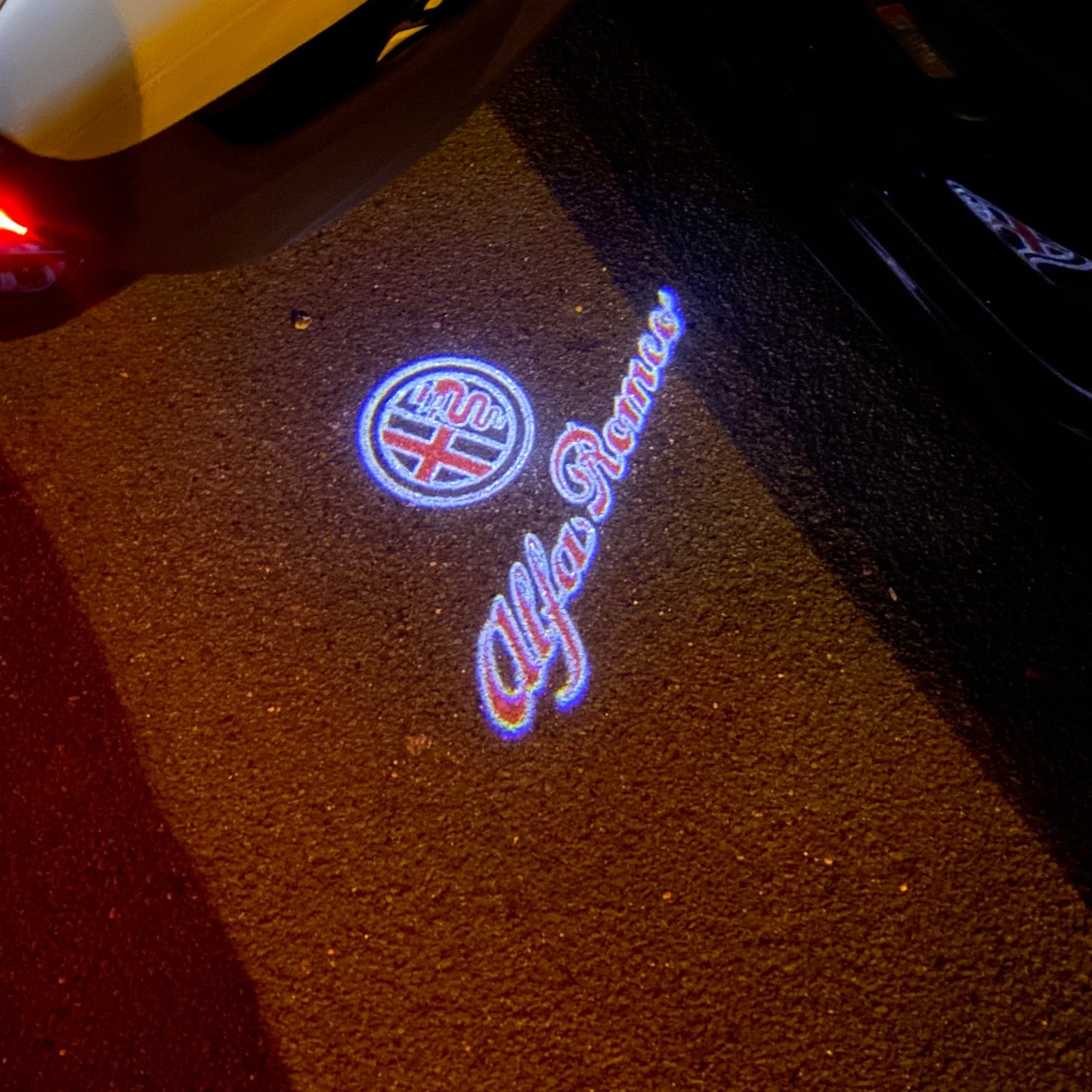 Alfa Romeo Red Color LOGO PROJECTOT LIGHTS Nr.10 (quantity 1 = 2 Logo Film / 2 door lights)