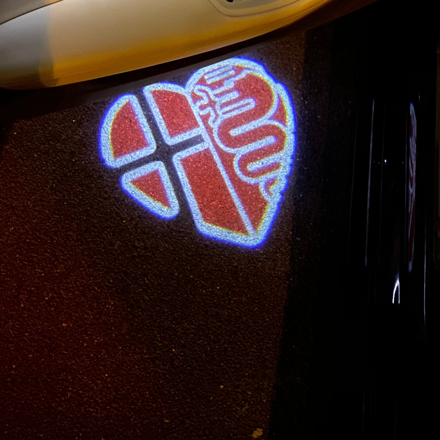 Alfa Romeo RED COLOR LOGO PROJECTOT LIGHTS Nr.19 (quantity 1 = 2 Logo Film / 2 door lights)