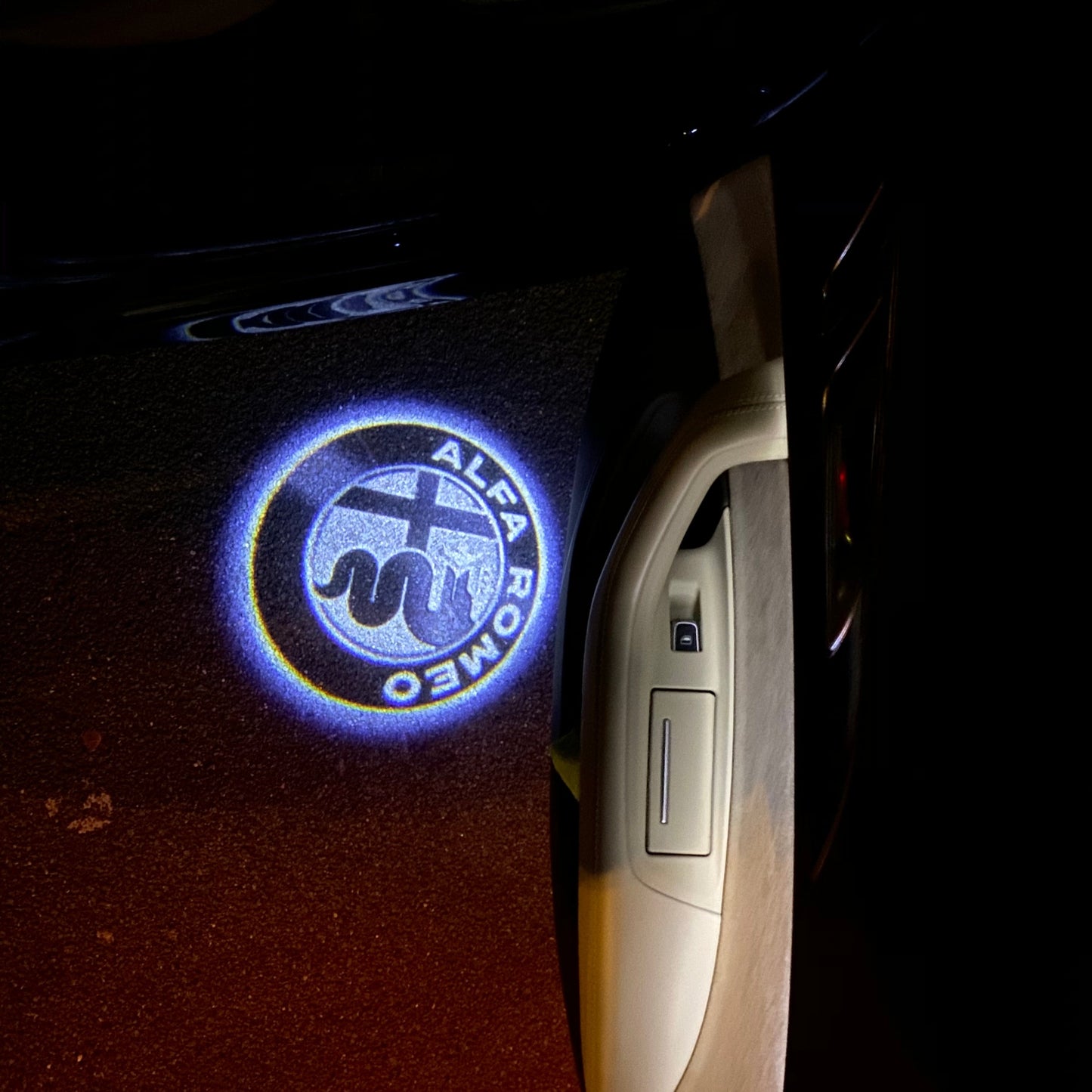 Alfa Romeo White Color LOGO PROJECTOT LIGHTS Nr.24 (quantity 1 = 2 Logo Film / 2 door lights