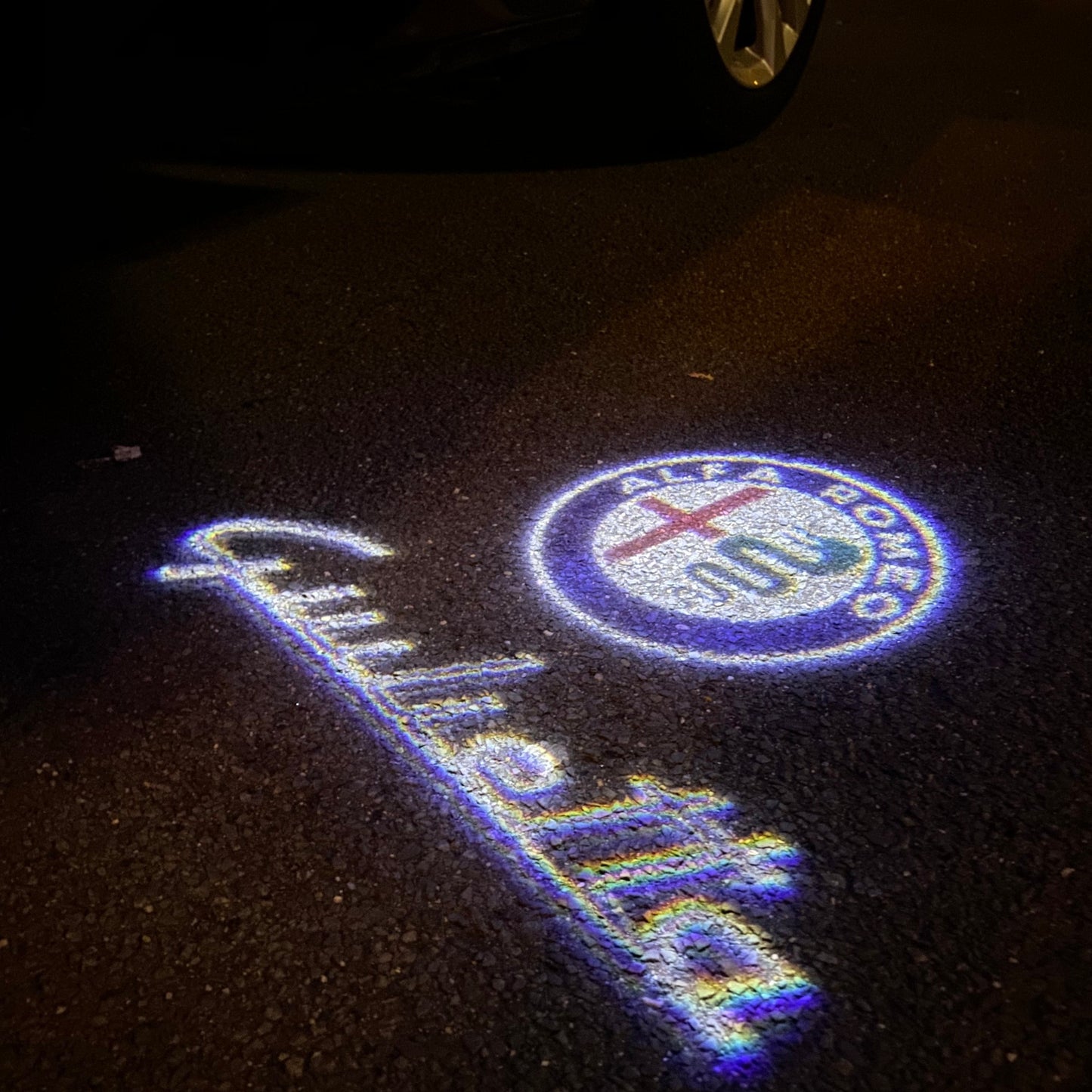 Alfa Romeo Giulietta LOGO PROJECTOT LIGHTS Nr.87 (quantity 1 = 2 Logo Film / 2 door lights)