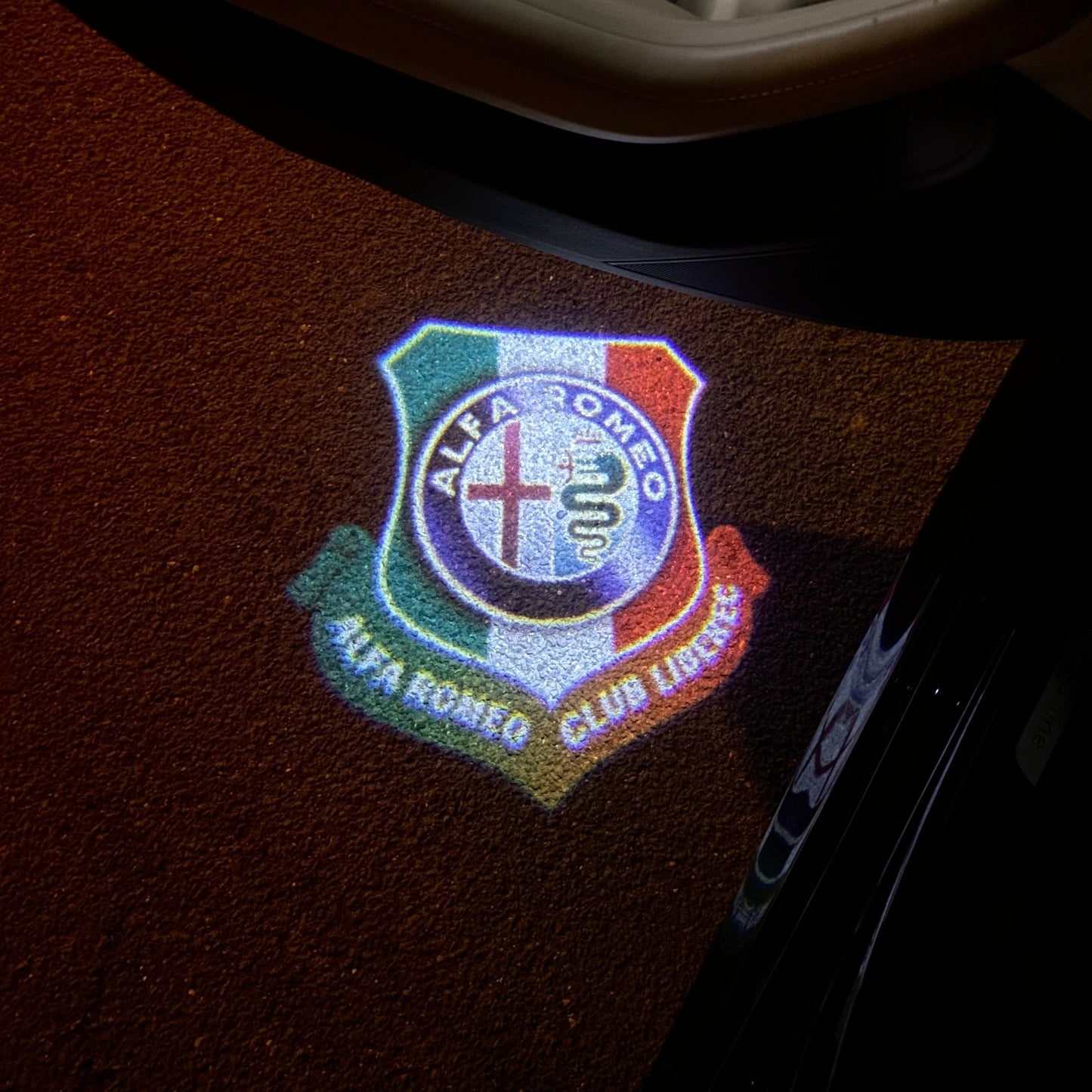 Alfa Romeo ORIGINAL Multicolour Logo PROJECTOT LIGHTS Nr.89 (quantity 1 = 2 Logo Film / 2 door lights)