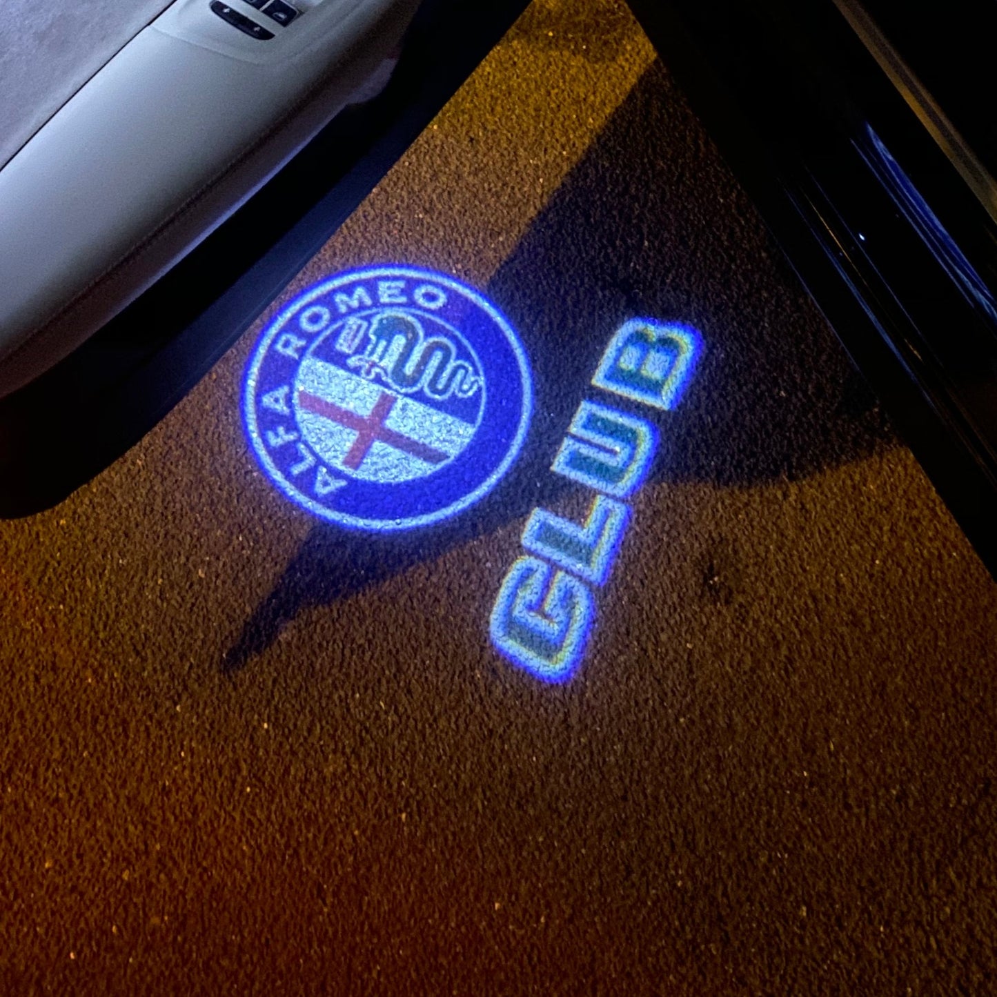 Alfa Romeo BLUE COLOR LOGO PROJECTOT LIGHTS Nr.93 (quantity 1 = 2 Logo Film / 2 door lights)