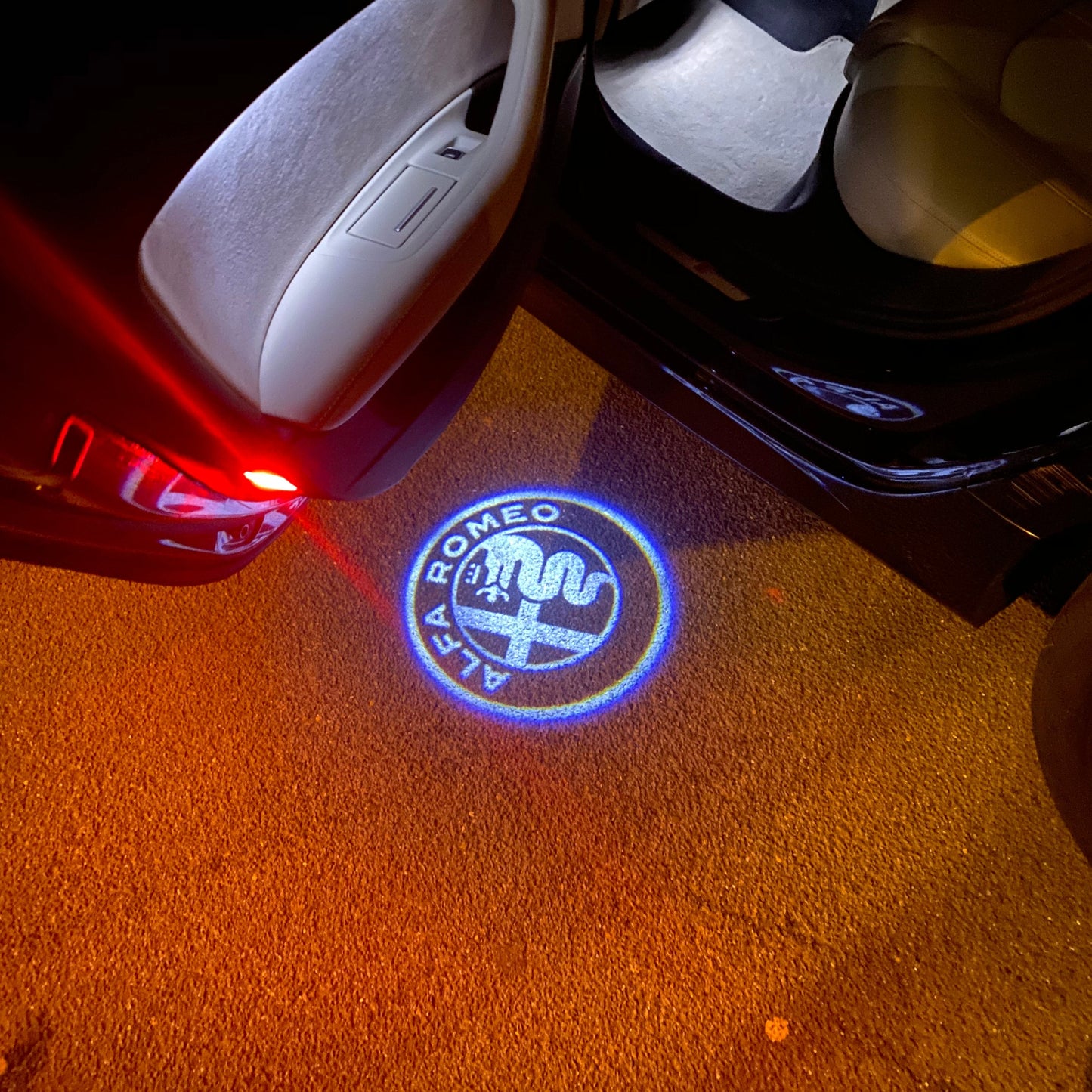 Alfa Romeo WHITE COLOR LOGO PROJECTOT LIGHTS Nr.22 (quantity 1 = 2 Logo Film / 2 door lights)