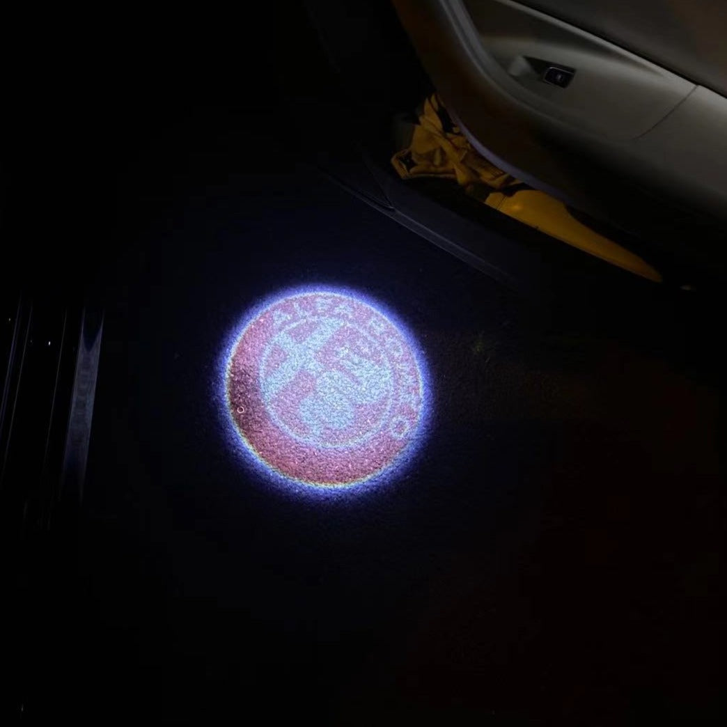 Alfa Romeo RED COLOR LOGO PROJECTOT LIGHTS Nr.23 (quantity 1 = 2 Logo Film / 2 door lights