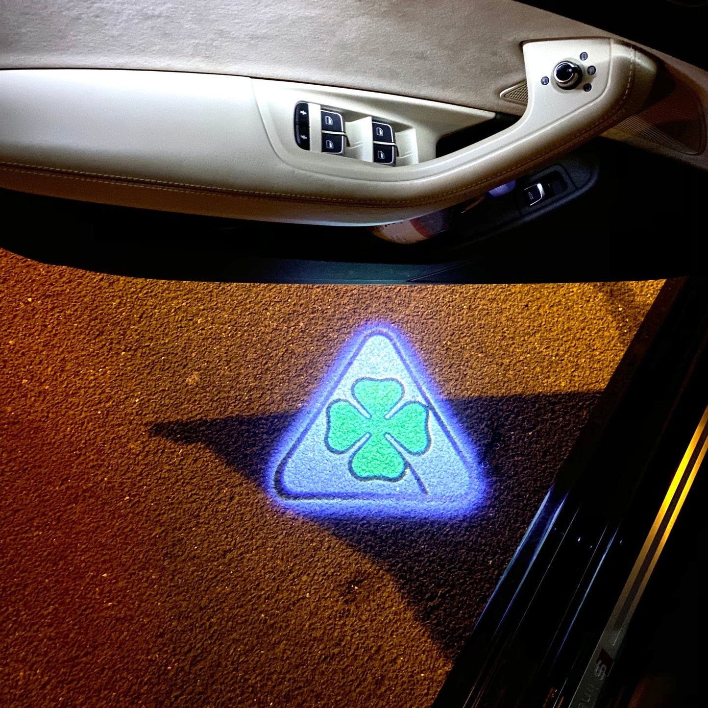 Alfa Romeo Quadrifoglio Verde LOGO PROJECTOT LIGHTS Nr.29 (quantity 1 = 2 Logo Film / 2 door lights)