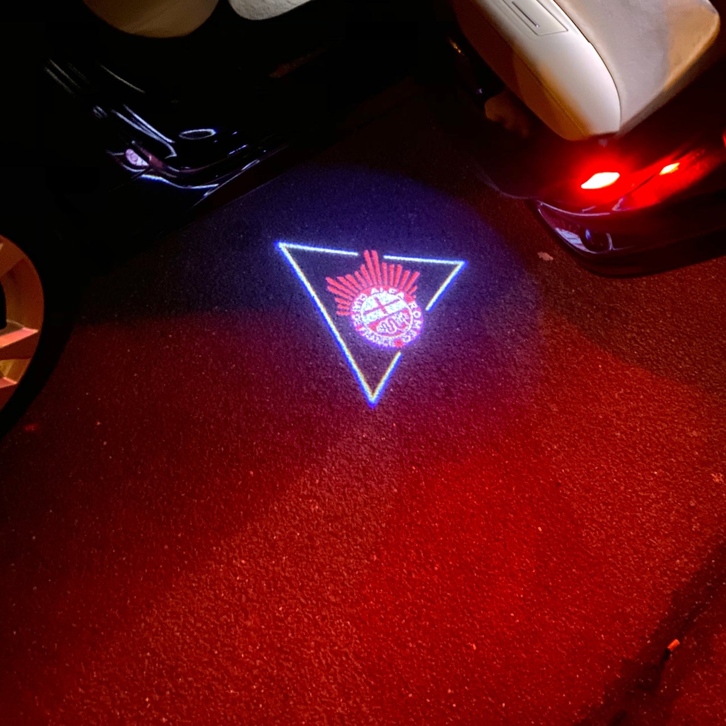 Alfa Romeo RED COLOR LOGO PROJECTOT LIGHTS Nr.20 (quantity 1 = 2 Logo Film / 2 door lights)