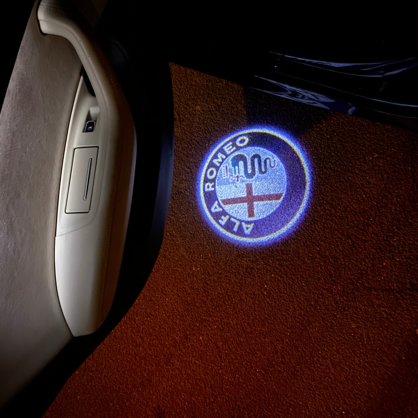 Alfa Romeo ORIGINAL Multicolour Logo PROJECTOT LIGHTS Nr.37 (quantity 1 = 2 Logo Film / 2 door lights)