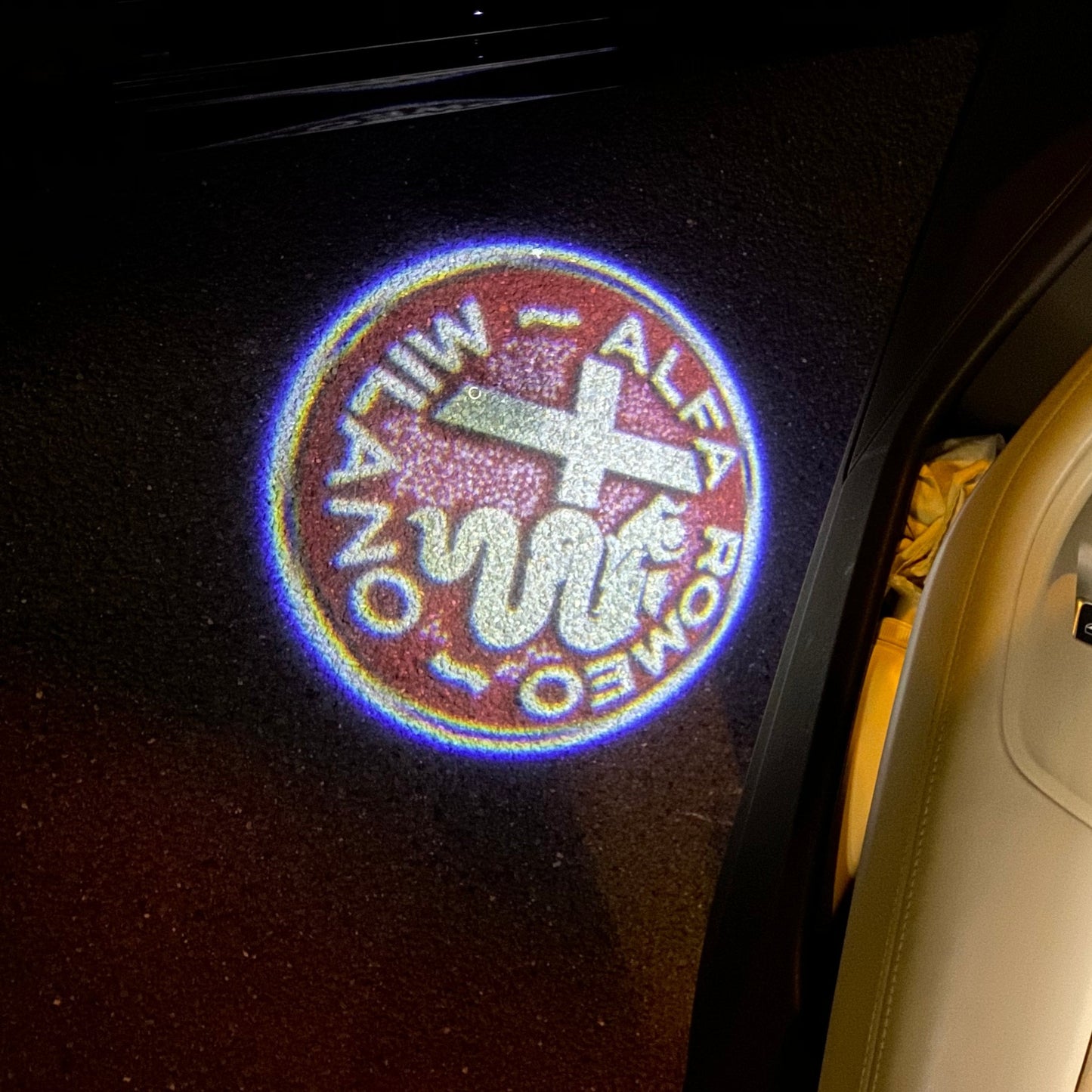 Alfa Romeo Original RED COLOR LOGO PROJECTOT LIGHTS Nr.27 (quantity 1 = 2 Logo Film / 2 door lights)