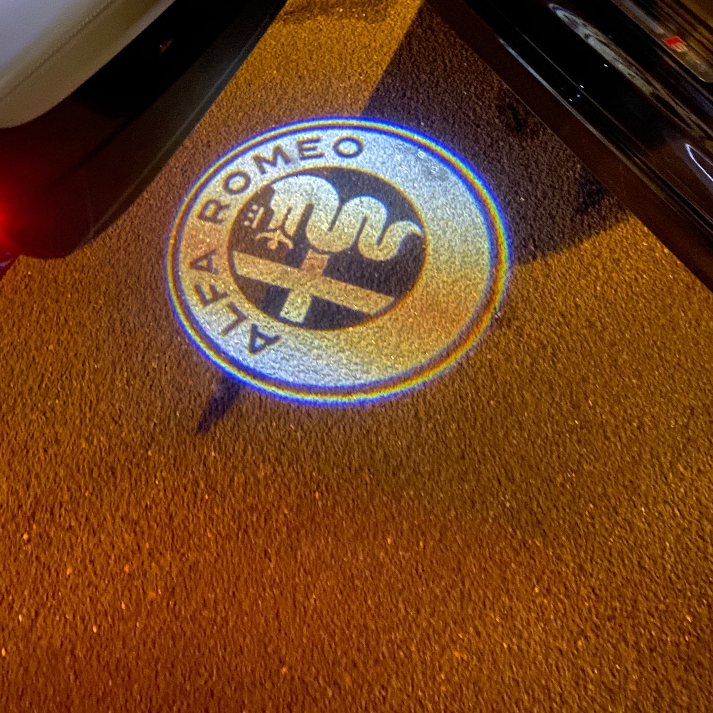 Alfa Romeo ORANGE COLOR LOGO PROJECTOT LIGHTS Nr.15 (quantity 1 = 2 Logo Film / 2 door lights)