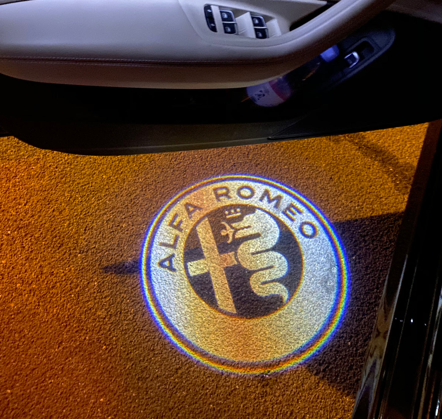 Alfa Romeo ORANGE COLOR LOGO PROJECTOT LIGHTS Nr.15 (quantity 1 = 2 Logo Film / 2 door lights)