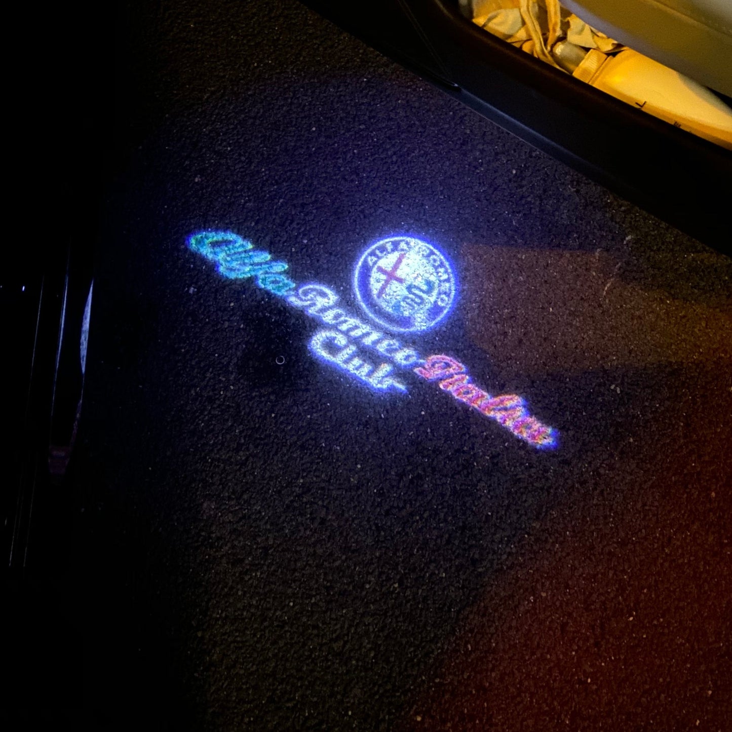 Alfa Romeo ORIGINAL Multicolour Logo PROJECTOT LIGHTS Nr.90 (quantity 1 = 2 Logo Film / 2 door lights)