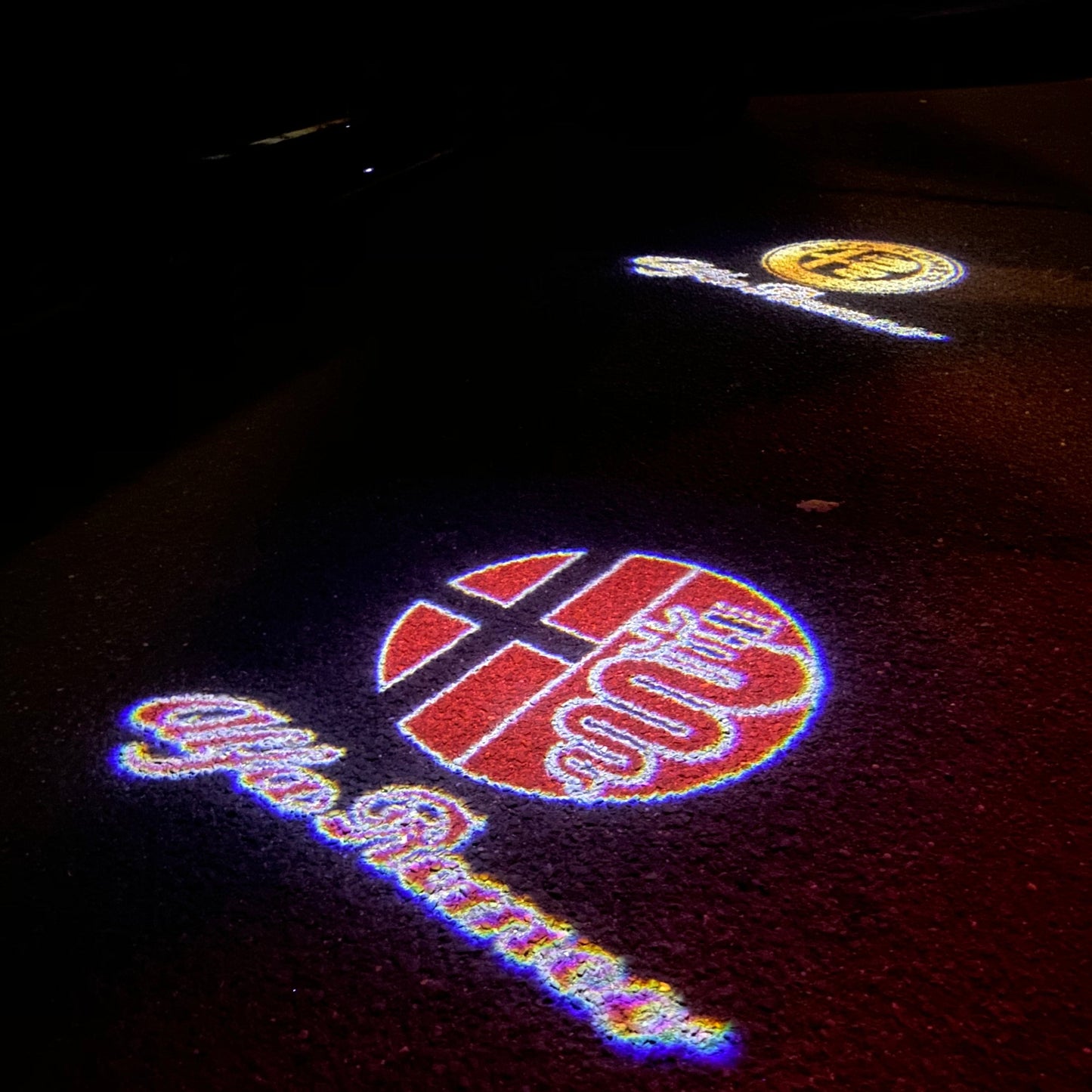 Alfa Romeo RED COLOR LOGO PROJECTOT LIGHTS Nr.11 (quantity 1 = 2 Logo Film / 2 door lights)
