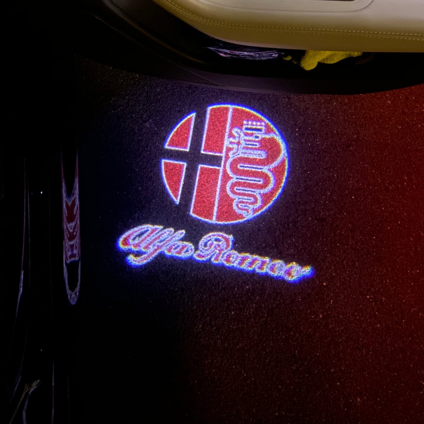 Alfa Romeo RED COLOR LOGO PROJECTOT LIGHTS Nr.11 (quantity 1 = 2 Logo Film / 2 door lights)