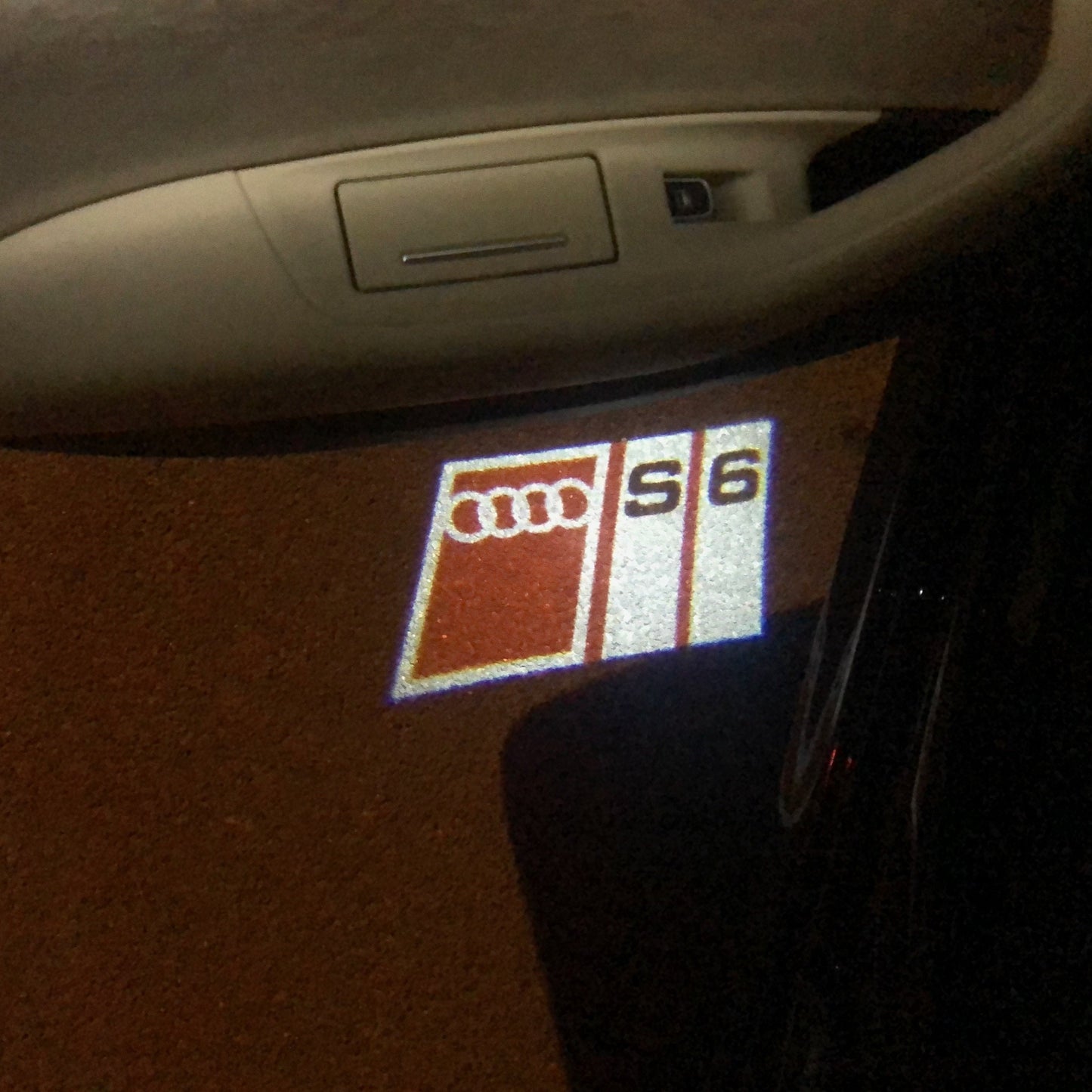AUDI S6 LOGO PROJECTOT LIGHTS Nr.150 (quantity 1 = 2 Logo Films /2 door lights)