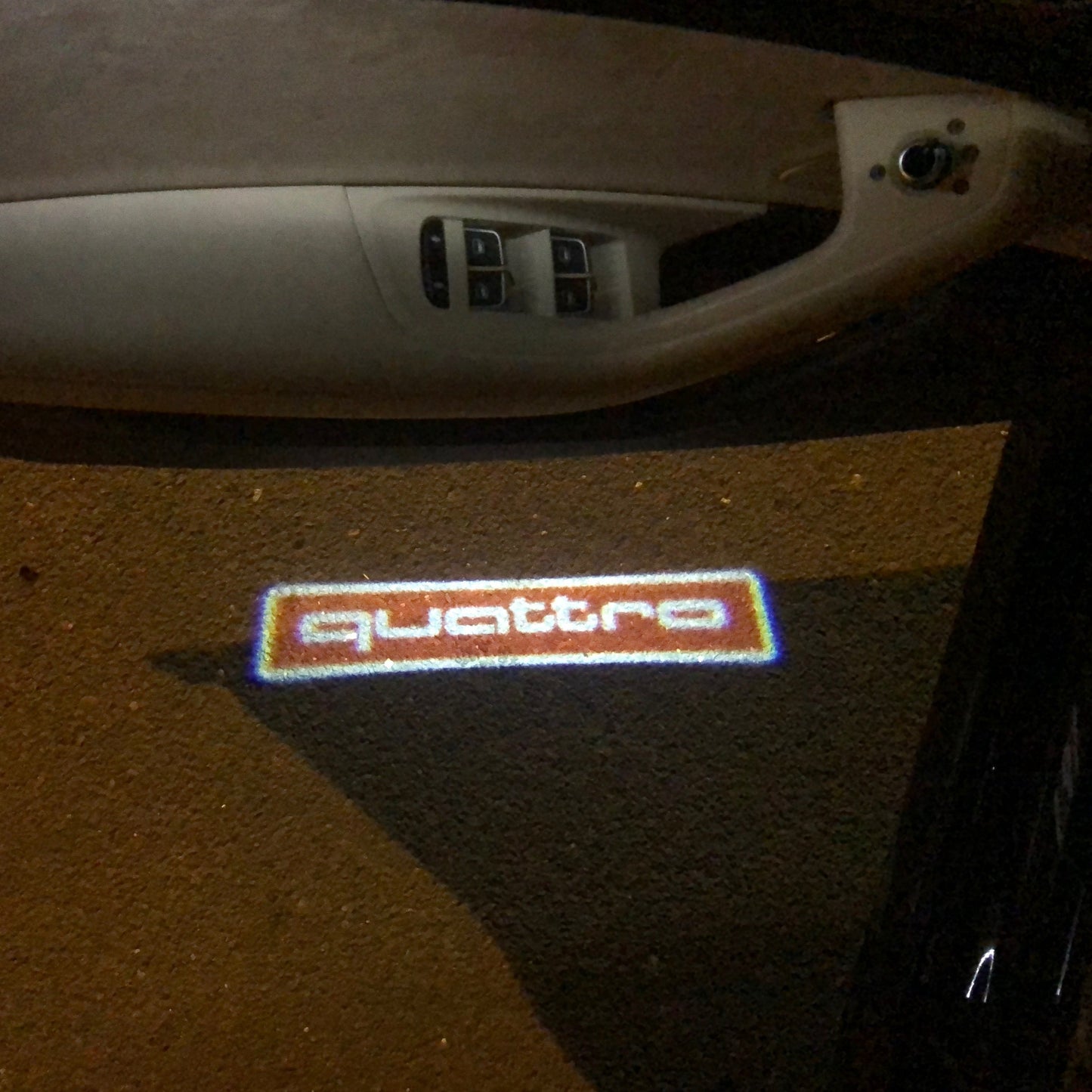 AUDI QUATTRO LOGO PROJECTOT LIGHTS Nr.83 (quantity 1 = 2 Logo Films /2 door lights)