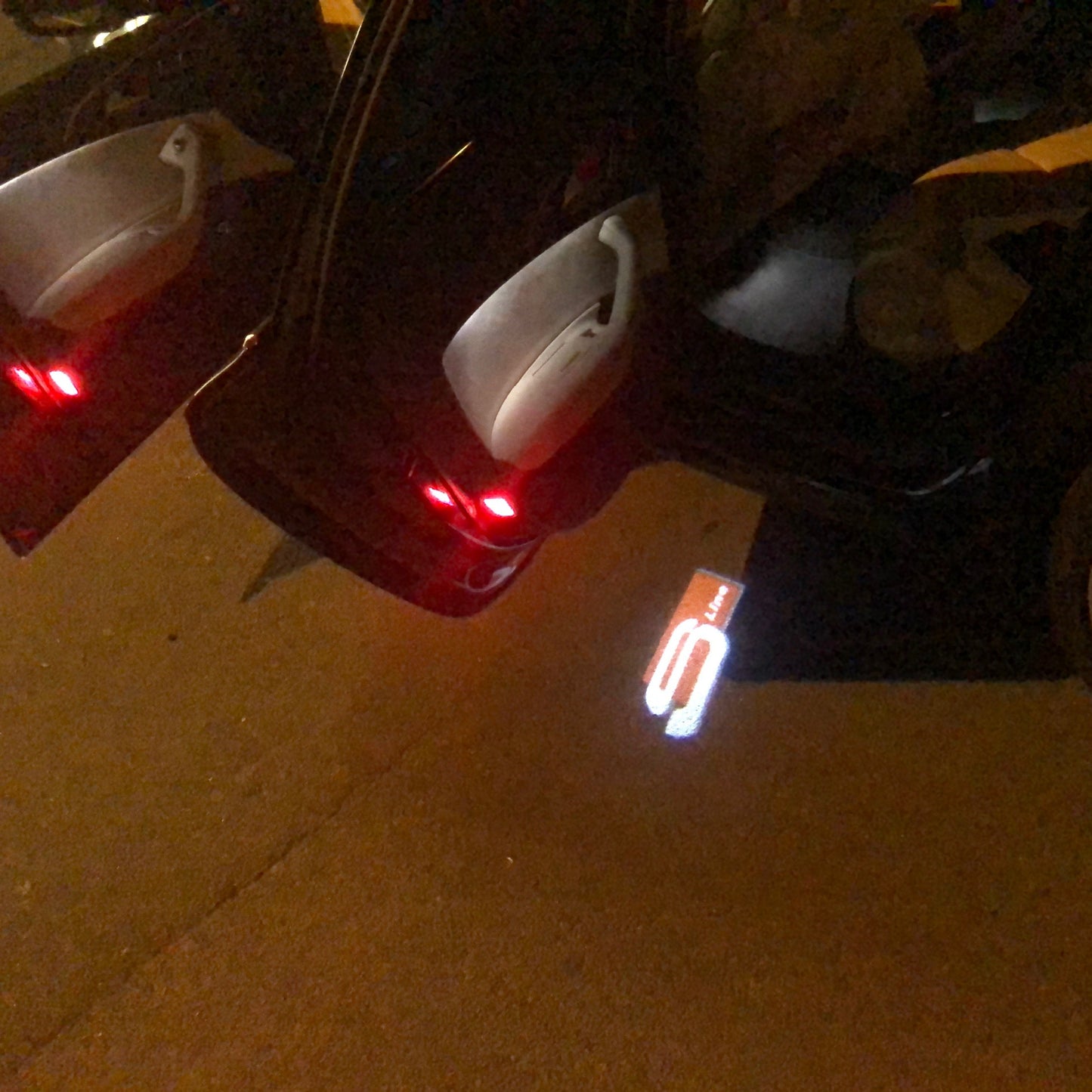AUDI S LINE LOGO PROJECTOT LIGHTS Nr.109 (quantity 1 = 2 Logo Films /2 door lights)