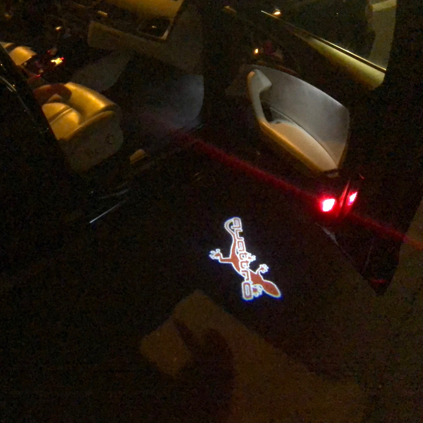 AUDI QUATTRO GECKO LOGO PROJECTOT LIGHTS Nr.63 (quantity 1 = 2 Logo Films /2 door lights)