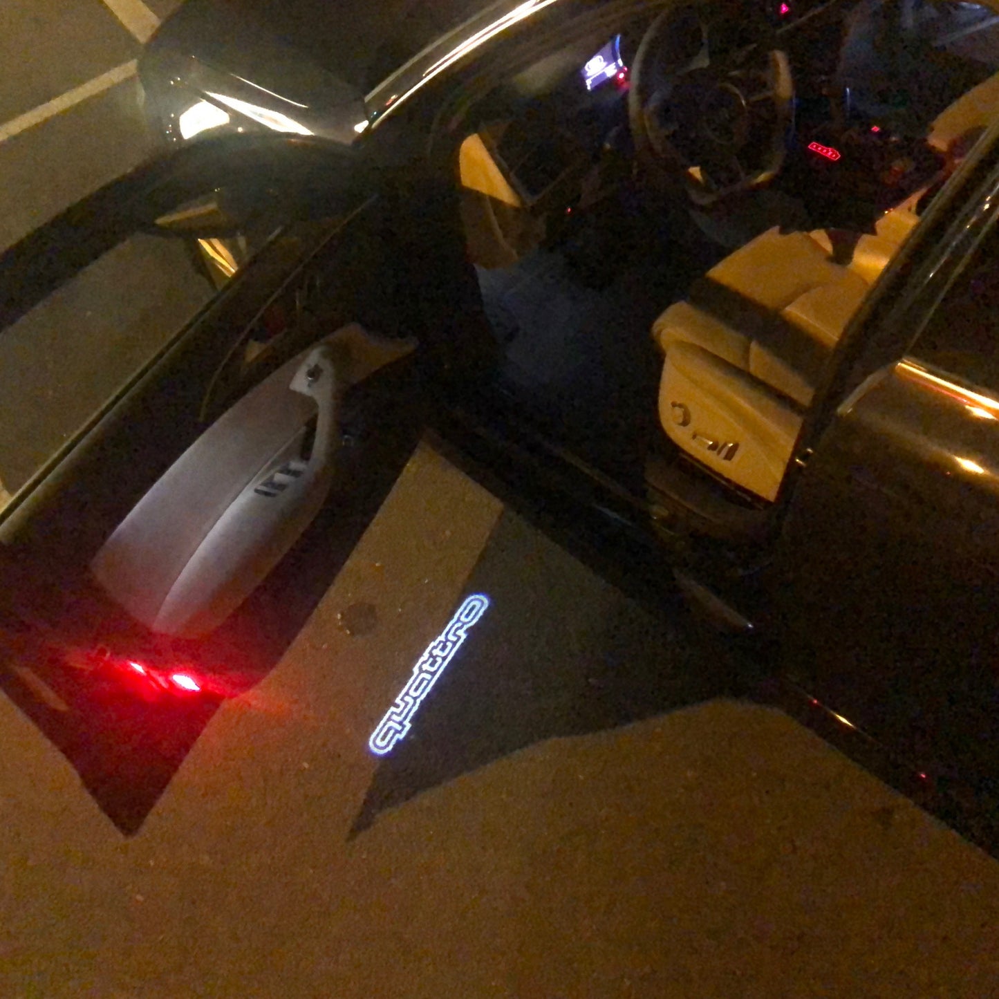 AUDI QUATTRO LOGO PROJECTOT LIGHTS Nr.108 (quantity 1 = 2 Logo Films /2 door lights)