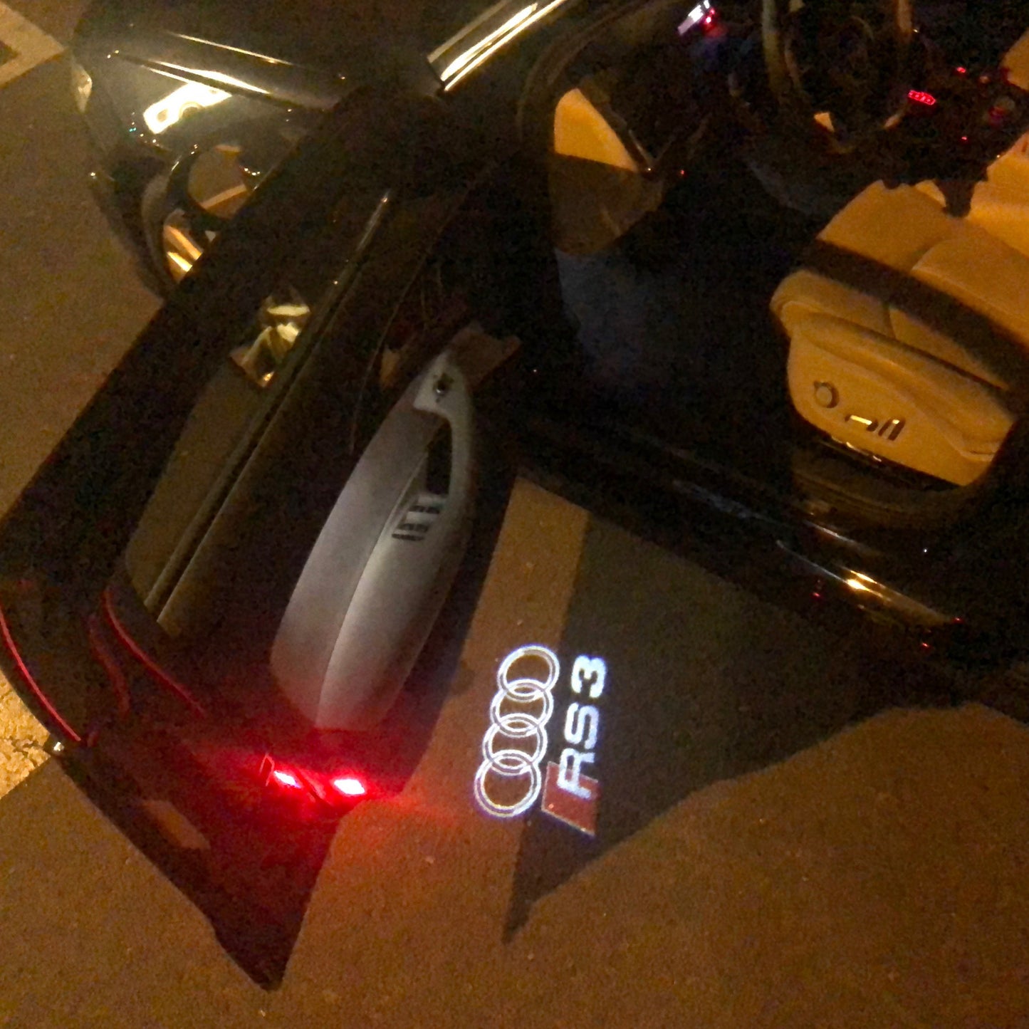 AUDI RS3 LOGO PROJECTOT LIGHTS Nr.128 (quantity 1 = 2 Logo Films /2 door lights)