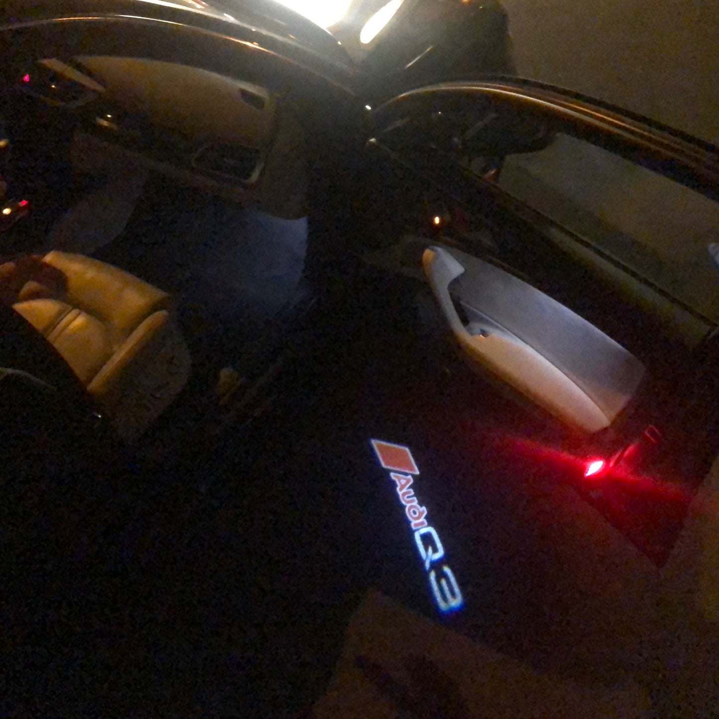 AUDI Q3 LOGO PROJECTOT LIGHTS Nr.90 (quantity 1 = 2 Logo Films /2 door lights)