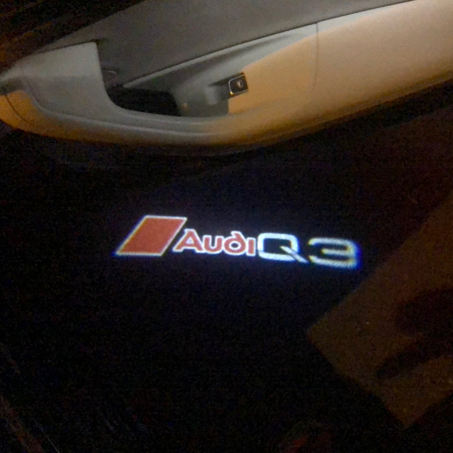 AUDI Q3 LOGO PROJECTOT LIGHTS Nr.90 (quantity 1 = 2 Logo Films /2 door lights)