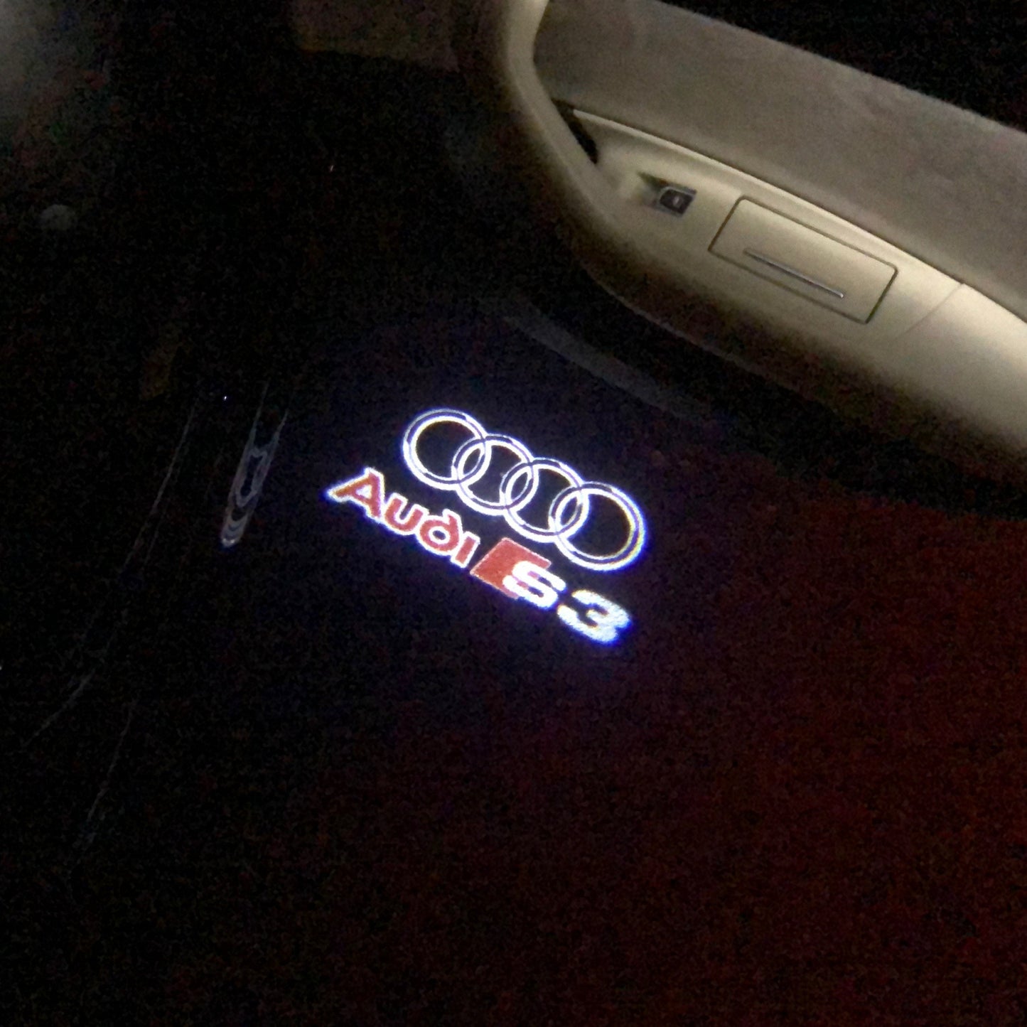 AUDI S3 LOGO PROJECTOT LIGHTS Nr.33 (quantity 1 = 2 Logo Films /2 door lights)
