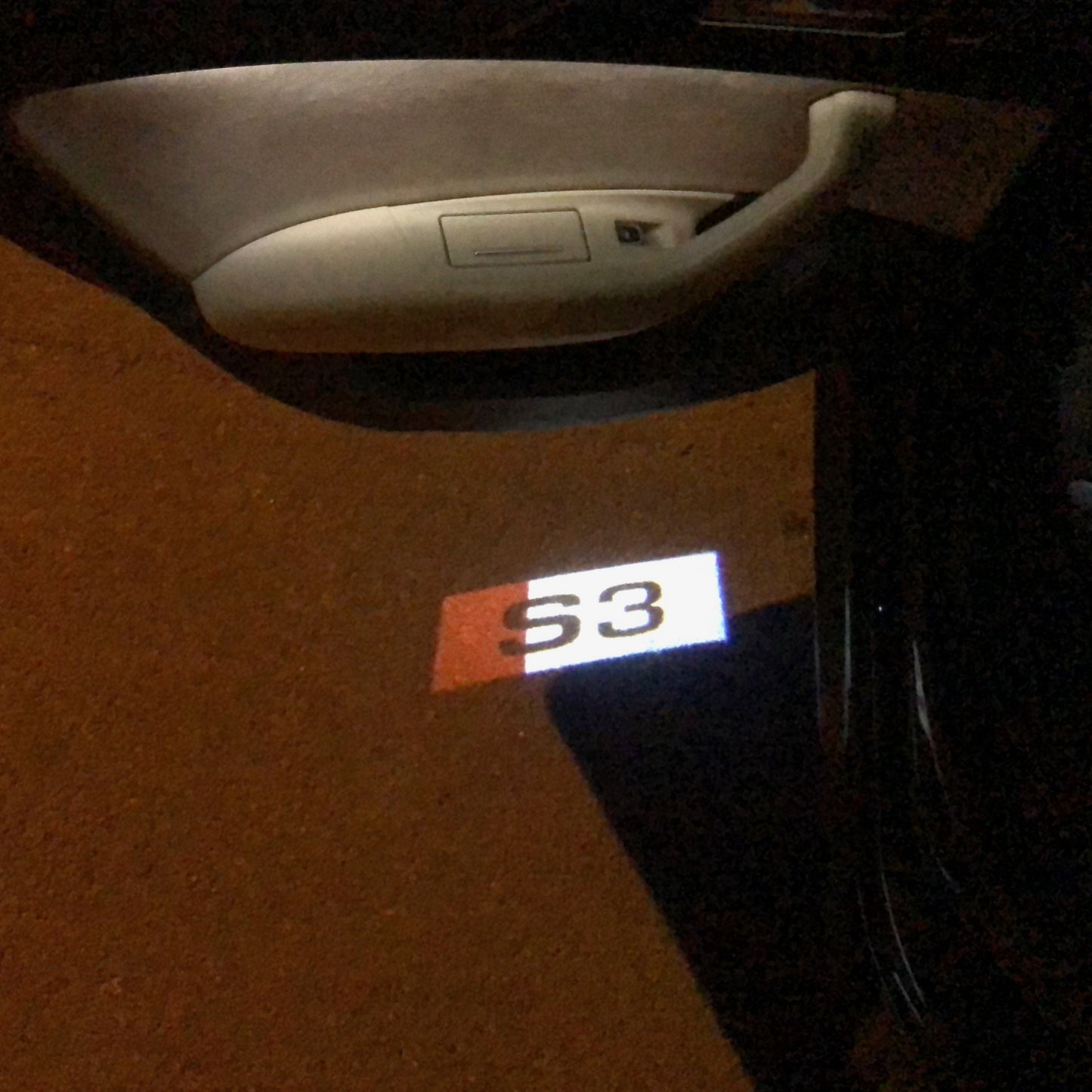 AUDI S3 LOGO PROJECTOT LIGHTS Nr.129 (quantity 1 = 2 Logo Films /2 door lights)