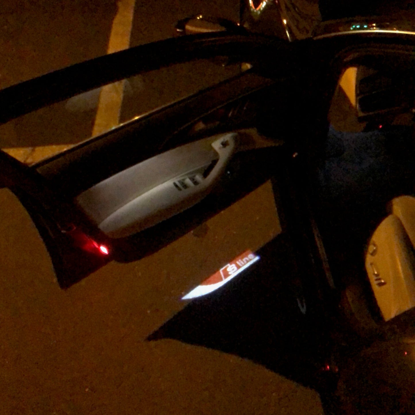 AUDI S LINE LOGO PROJECTOT LIGHTS Nr.104 (quantity 1 = 2 Logo Films /2 door lights)