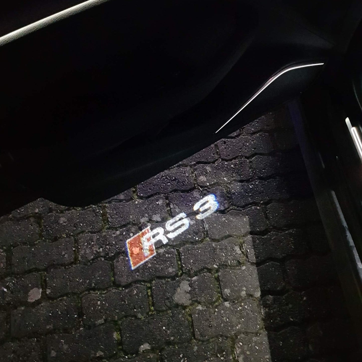 AUDI RS3 LOGO PROJECTOT LIGHTS Nr.52 (quantity 1 = 2 Logo Films /2 door lights)