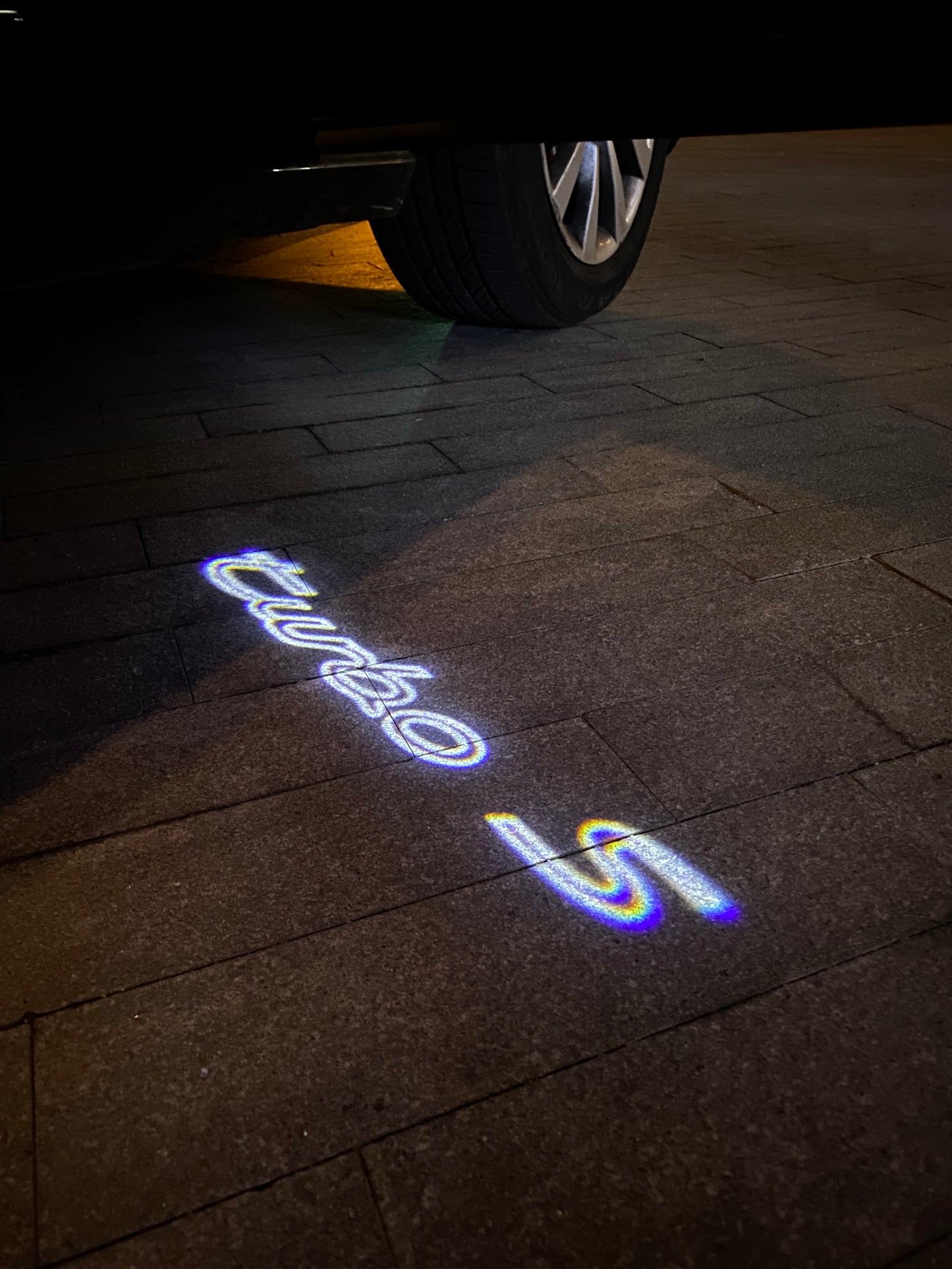 PORSCHE TURBO S LOGO PROJECTOT LIGHTS Nr.8124 (quantity 1 = 2 Logo Film / 2 door lights)