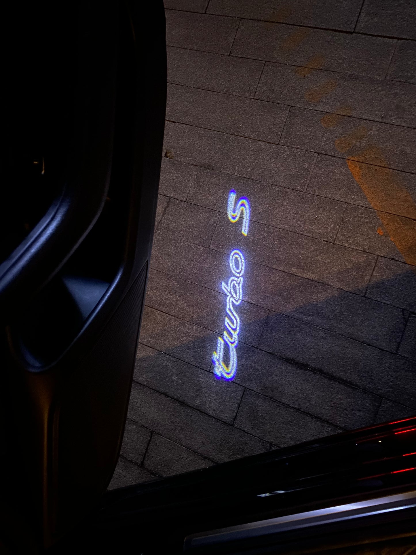 PORSCHE TURBO S LOGO PROJECTOT LIGHTS Nr.8124 (quantity 1 = 2 Logo Film / 2 door lights)