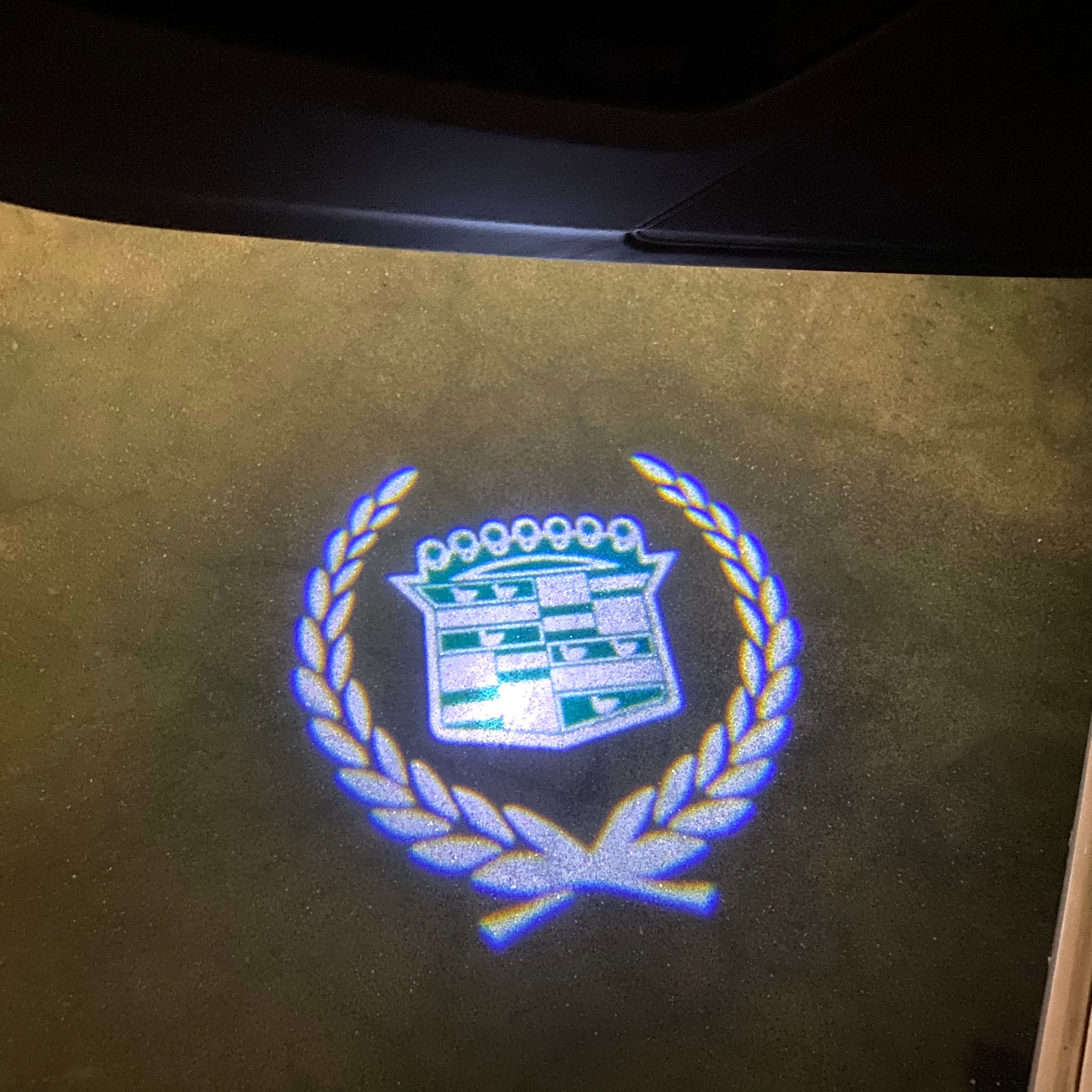 CADILLAC ORIGINAL LOGO PROJECTOT LIGHTS Nr.9745 (quantity 1 = 2 Logo Films /2 door lights）