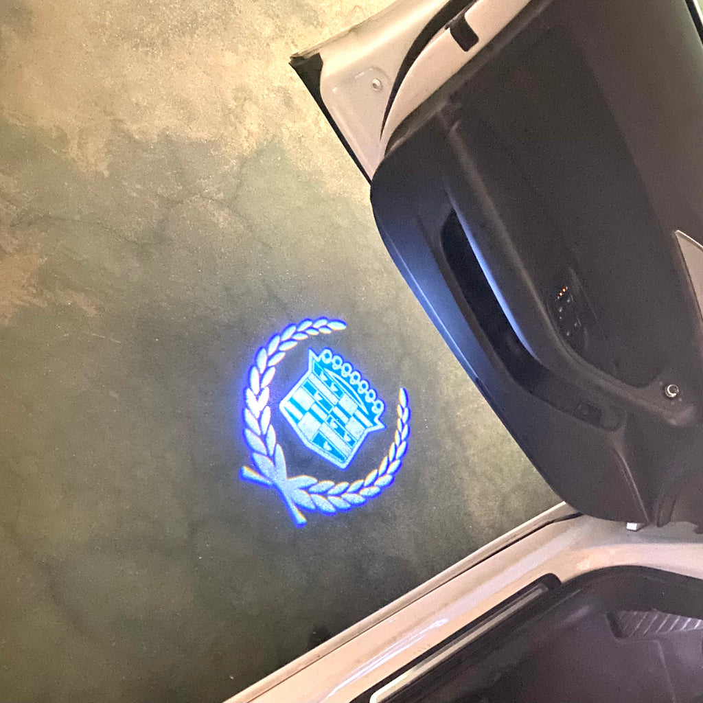 CADILLAC ORIGINAL LOGO PROJECTOT LIGHTS Nr.9745 (quantity 1 = 2 Logo Films /2 door lights）