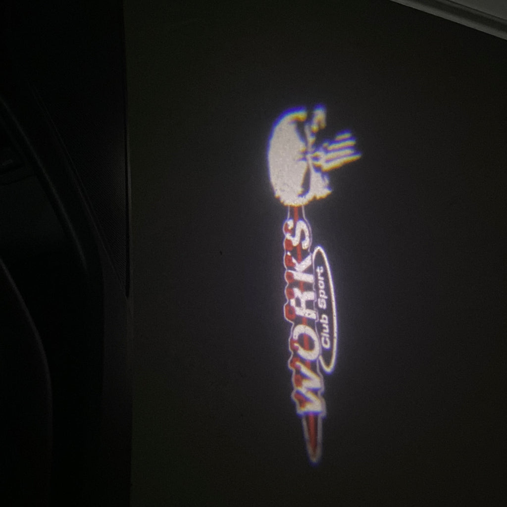 MINI JOHN COOPER   LOGO PROJECROTR LIGHTS  (quantity  1 =  2 Logo Film /  2 door lights)  Nr.mini001