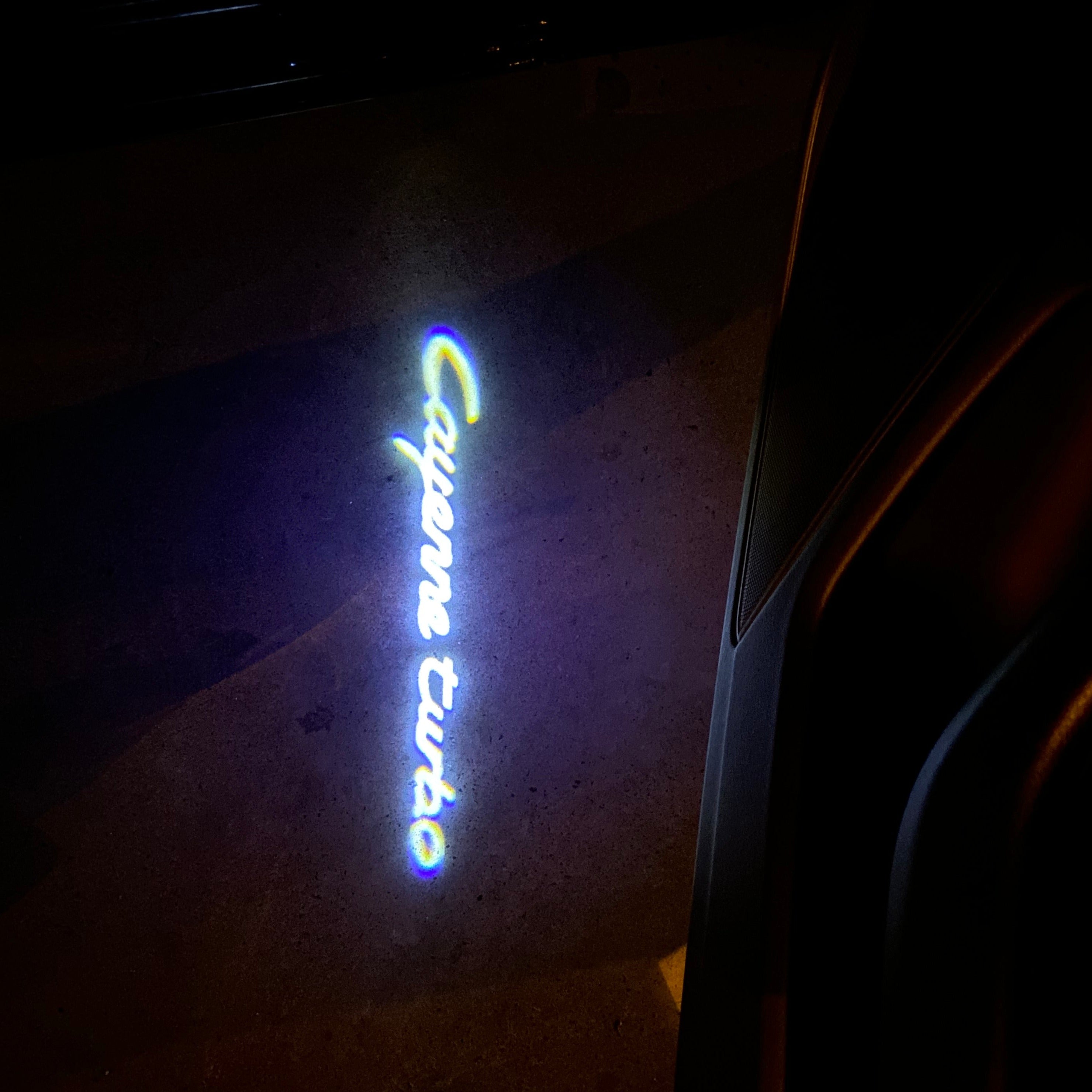 PORSCHE  Cayenne TURBO LOGO PROJECTOT LIGHTS Nr.39 (quantity  1 =  2 Logo Film /  2 door lights)