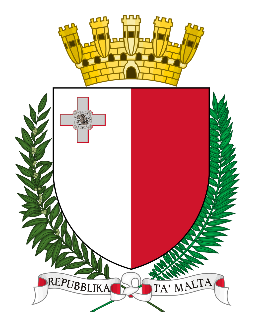 Malta Repubblika ta 'Malta National Flag logo (الكمية 1 = 1 مجموعة / 2 شعار فيلم / يمكن استبدال أضواء الشعارات الأخرى)
