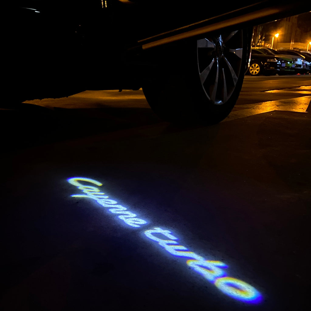 PORSCHE  Cayenne TURBO LOGO PROJECTOT LIGHTS Nr.39 (quantity  1 =  2 Logo Film /  2 door lights)