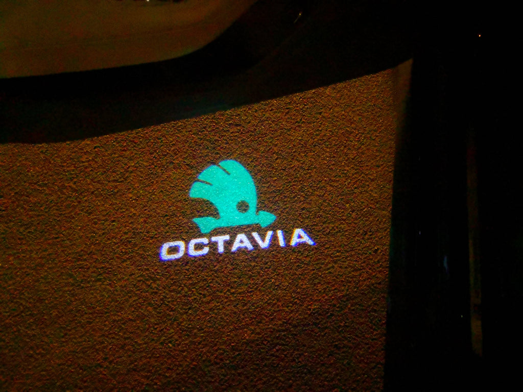 SKODA LOGO PROJECTOT LIGHTS Nr.78 (Menge 1 = 2 Logo Film / 2 Türleuchten)