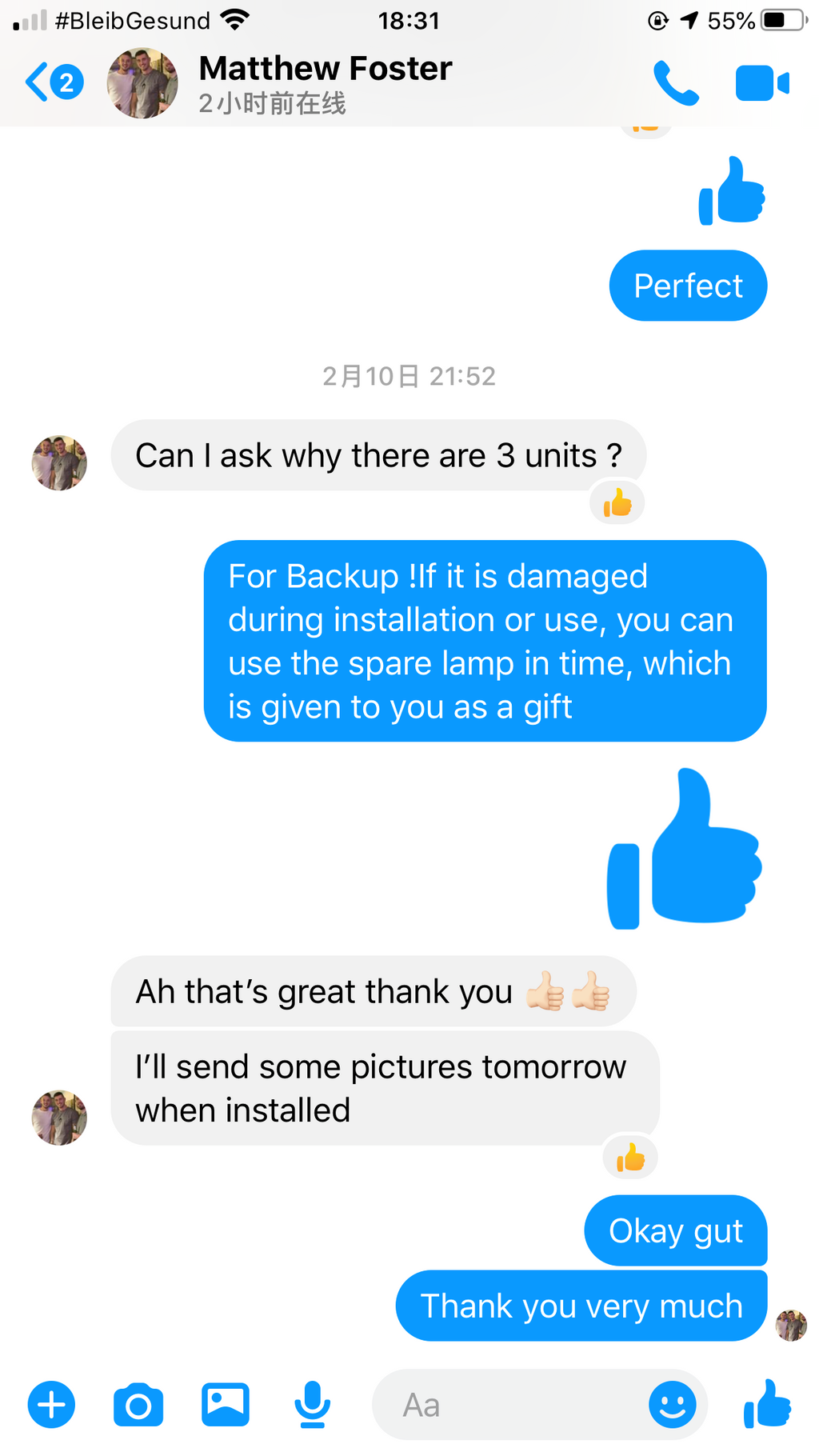 das Feedback des Käufers
