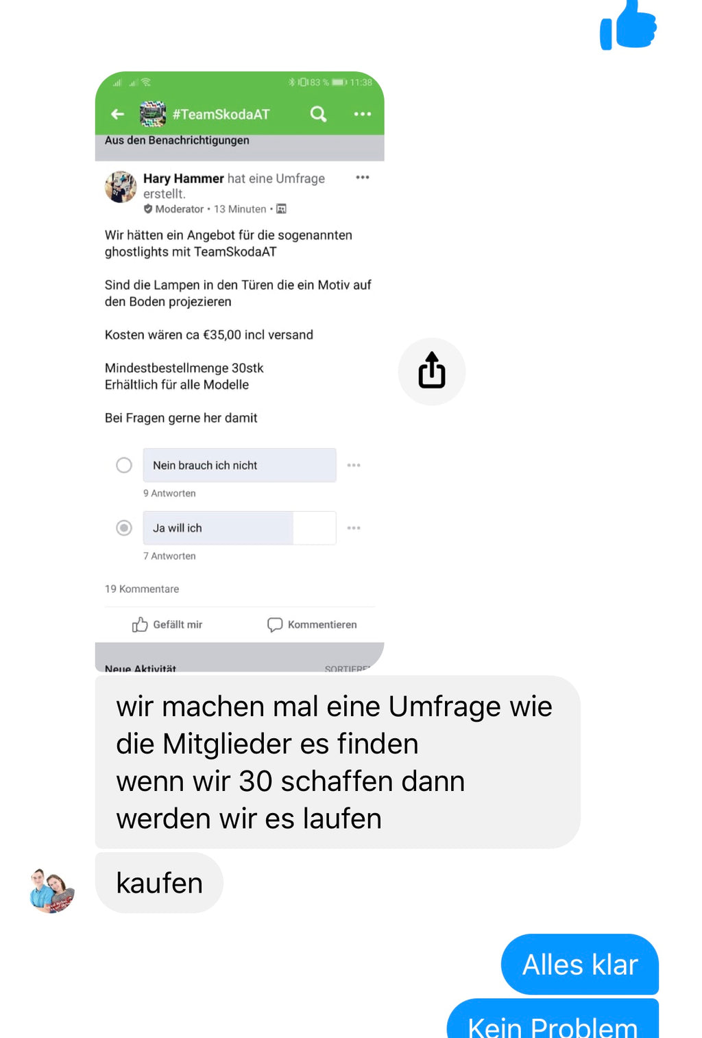 Feedback zu Gruppeneinkaufsaktivitäten